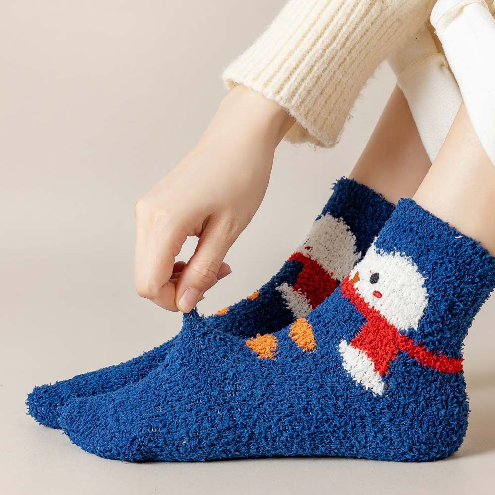 Vớ nhung san hô mềm mại thoáng khí họa tiết ông già noel/người tuyết dễ thương VANES1