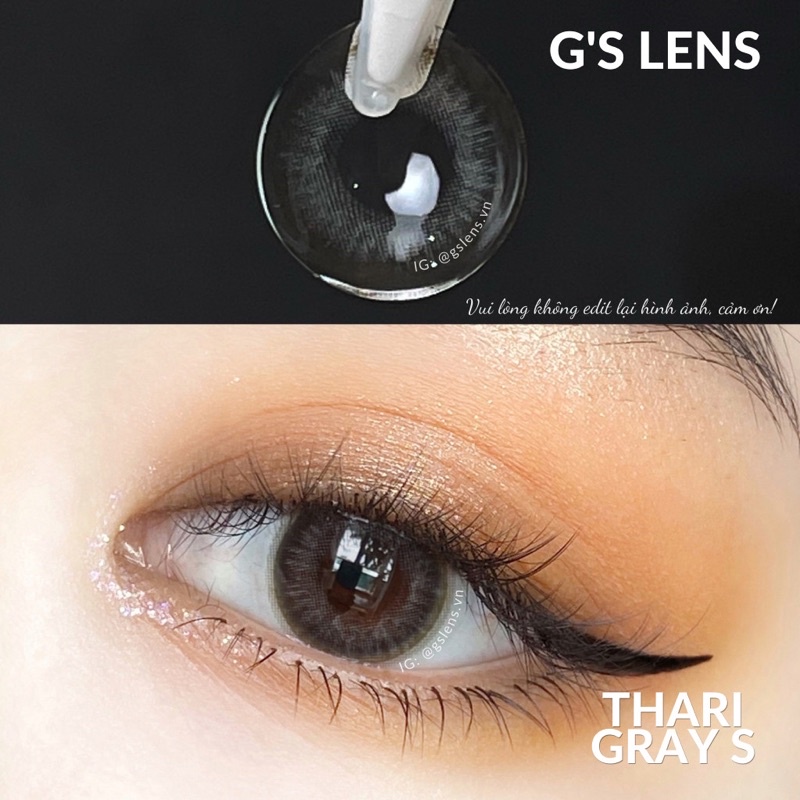 Lens Mắt Kính Áp Tròng Xâm Tự Nhiên Không Giãn THARI GRAY Size S 14.2mm Có 1 Đến 6 Độ Cận