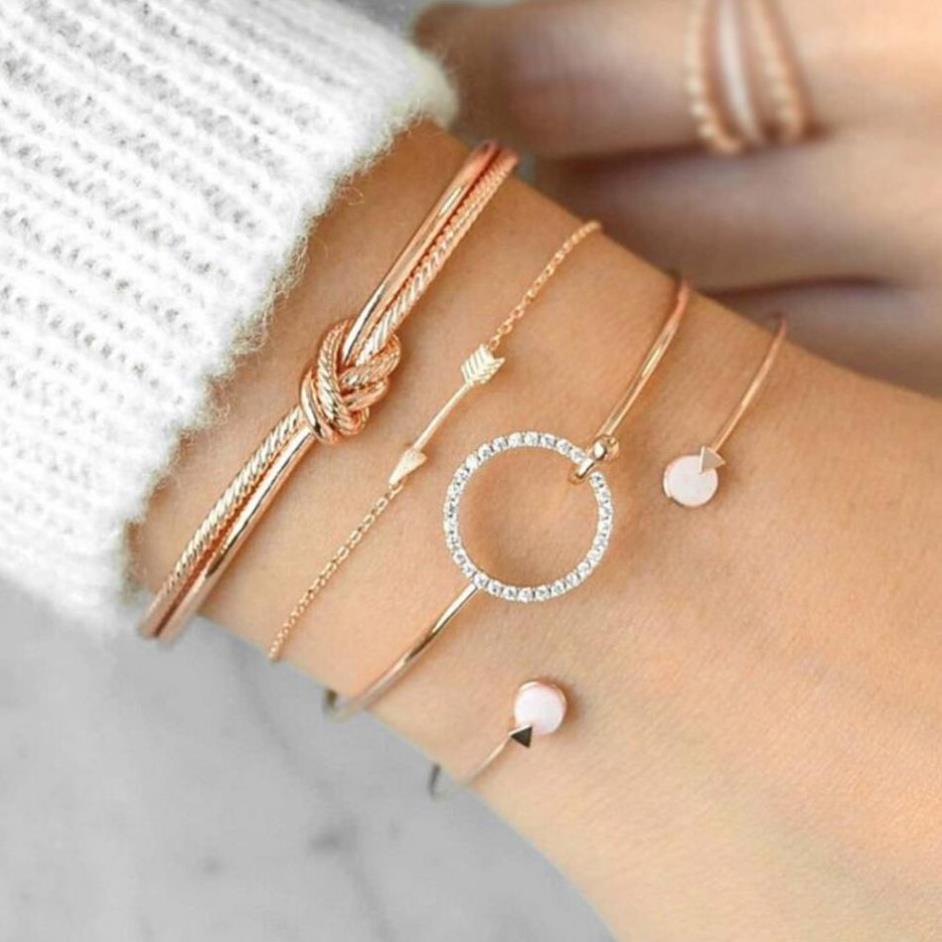Vòng tay nữ 💓Giá Sỉ💓 Combo 4 vòng tay hình mũi tên, vòng tay thanh lịch có đính đá sang trọng 9150