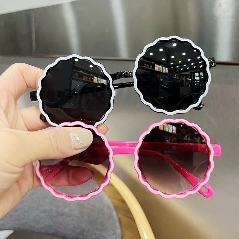 Kính Mát Gọng Tròn Chống Nắng Họa Tiết Hoa Thời Trang Cho Bé