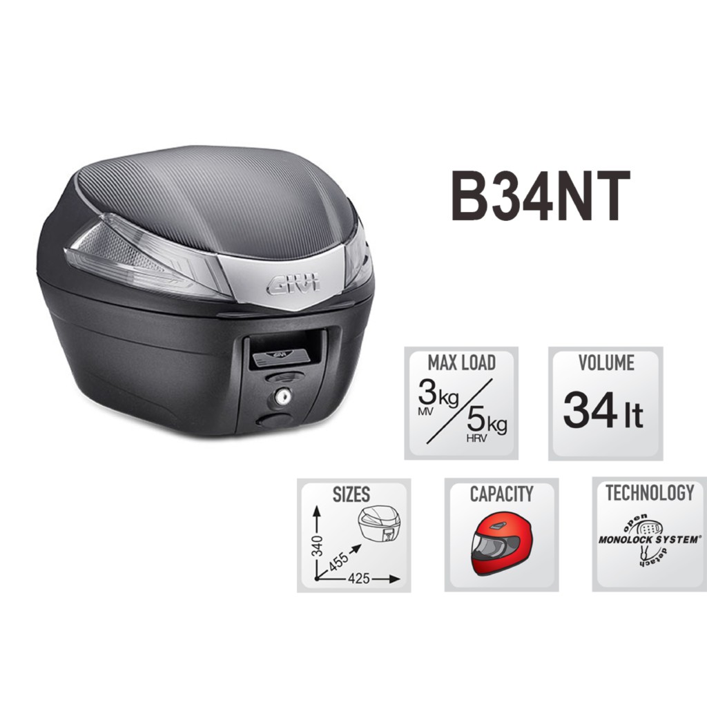 Thùng Givi lắp sau xe B34N - B34NT chống dung lớn, bảo hành 2 năm