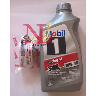 combo nhớt mobil 1 racing 4T 10w40, 1 lọc nhớt yamaha