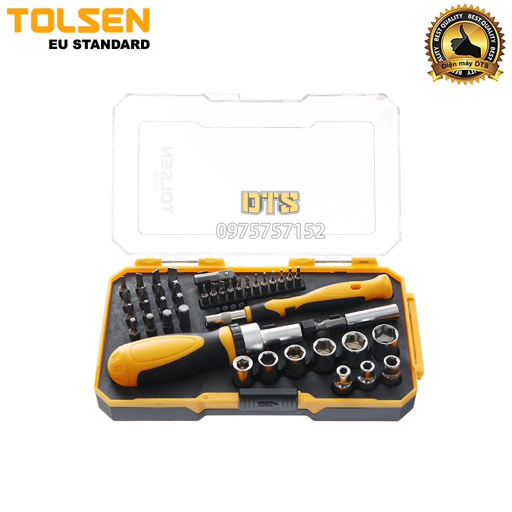 Bộ tô vít đa năng 42 chi tiết hãng TOLSEN, bộ tua vít tự động 2 chiều sửa chữa thiết bị, tuốc nơ vít, bộ vít típ cao cấp