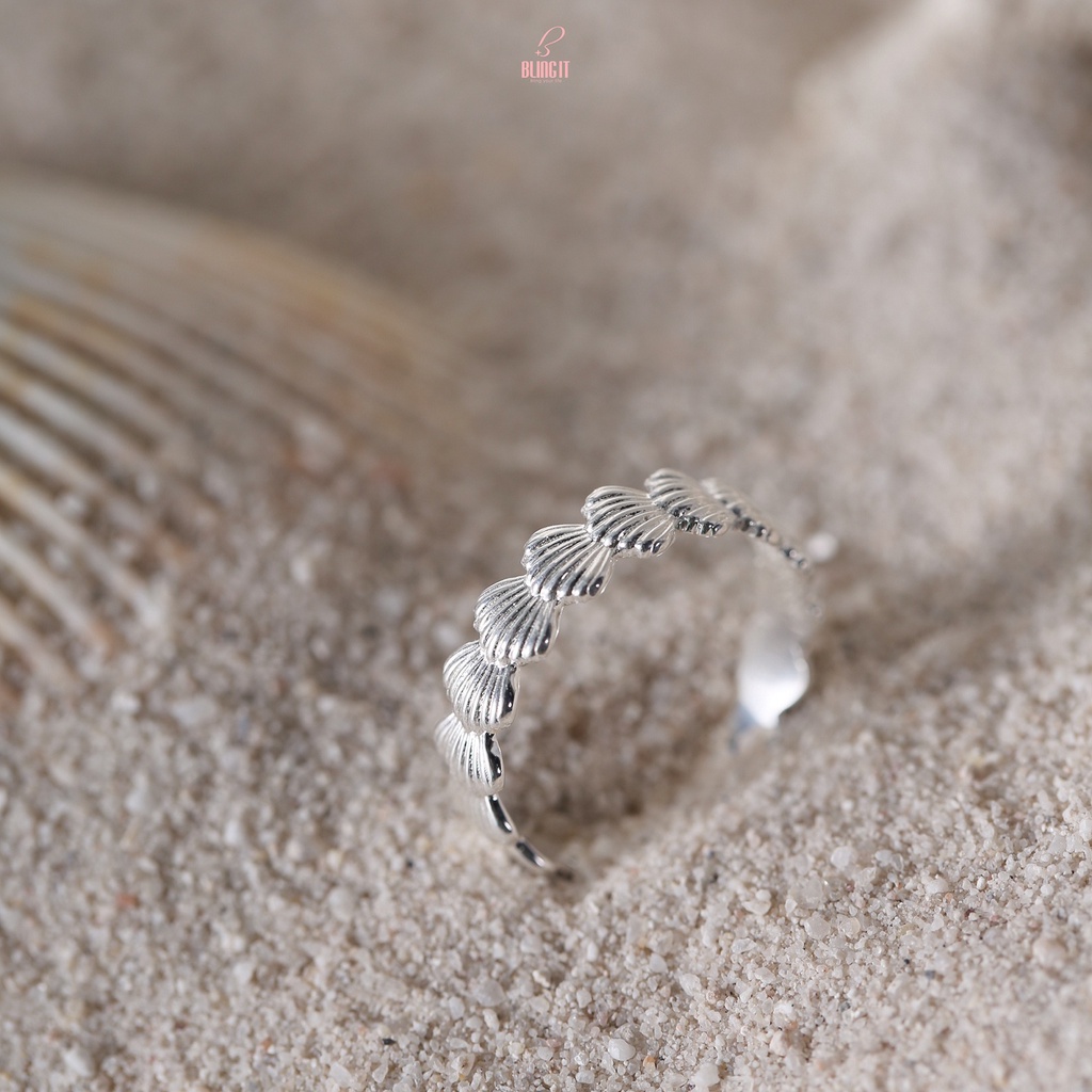 Nhẫn bạc 925 nữ BLING IT kiểu dáng basic họa tiết con sò BIN388