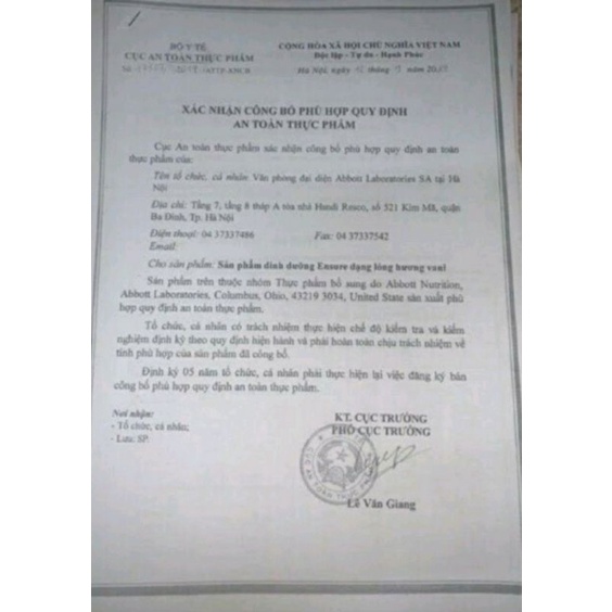 Combo 6 chai sữa nước Ensure hương vani 237ml date mới