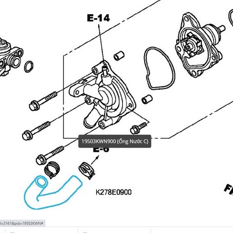 ỐNG NƯỚC  AB 125 / VARIO / SH / PCX / LEAD 125 / SH MODE ZIN HONDA