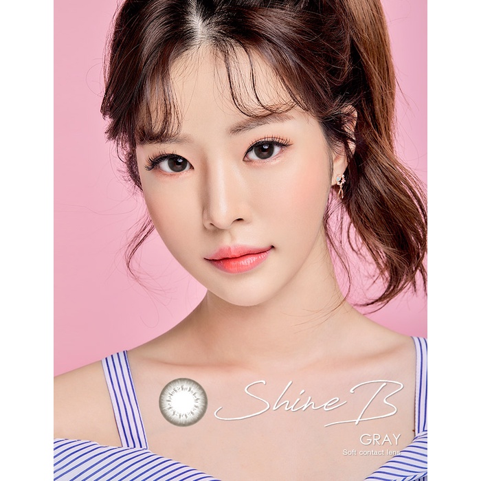 Lens xám đen tự nhiên SHINE B GRAY kính áp tròng Hàn Quốc chính hãng Olens 14mm, siêu êm và mềm 6 th