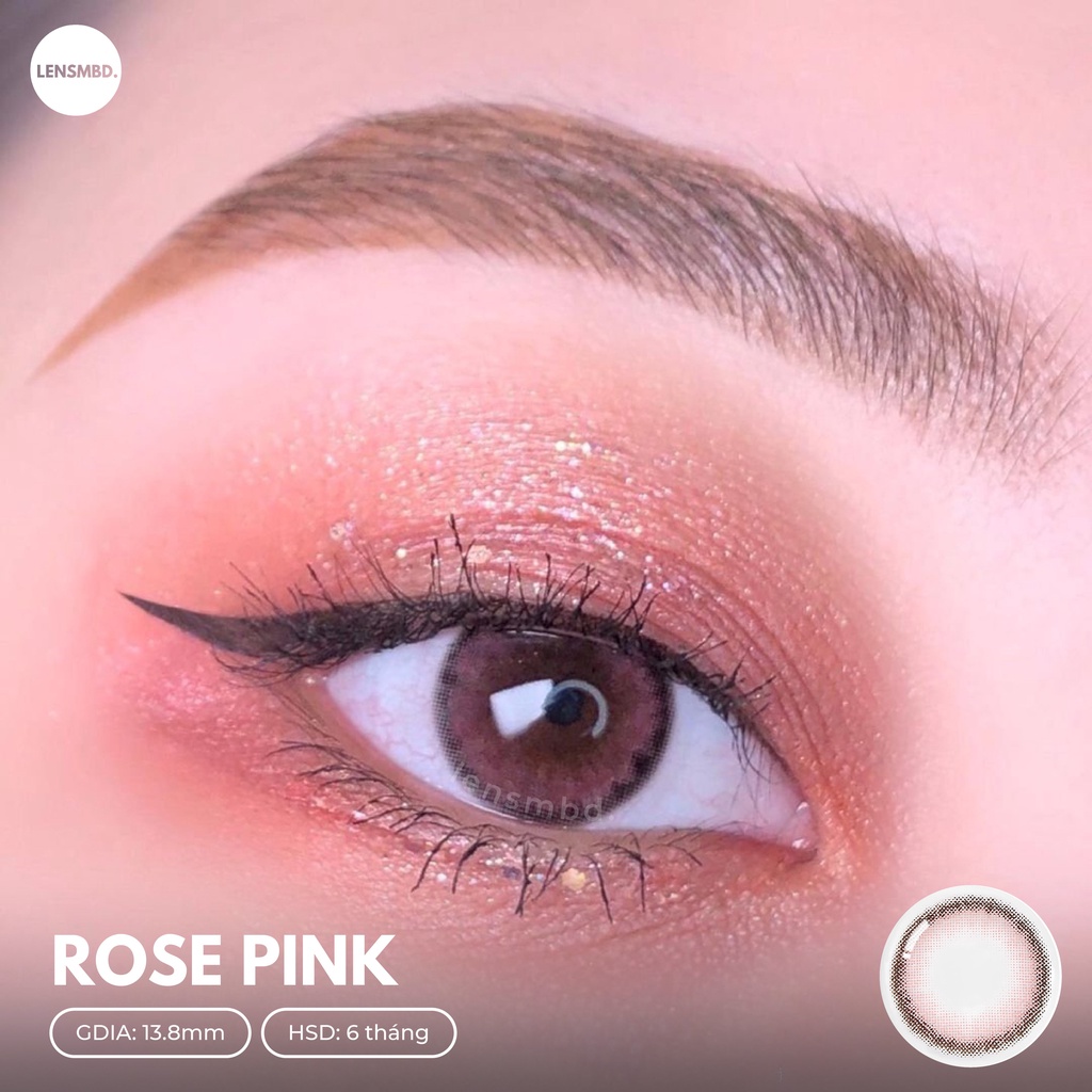 Kính áp tròng hồng mix ánh nâu đất ROSE PINK LENSMBD