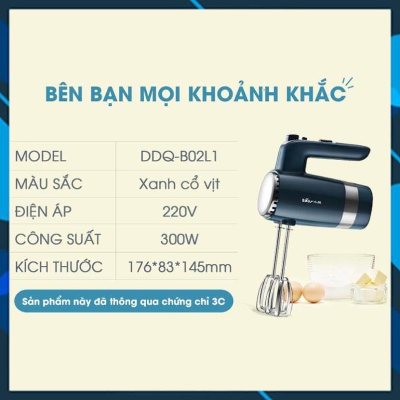 Máy Đánh Trứng cầm tay Bear ,Đánh Kem Trộn Bột Bear, 10 tốc độ, CS 300W (Hàng chính hãng BH 18 tháng)