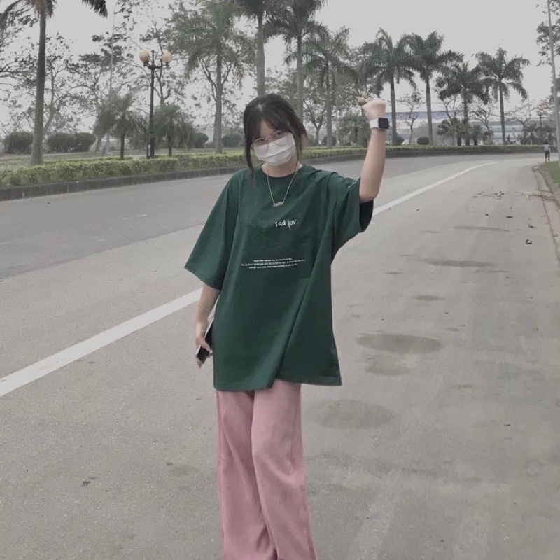 Áo Thun Xanh Lá Nam Nữ Sadluv Tay Lỡ Form Rộng Unisex