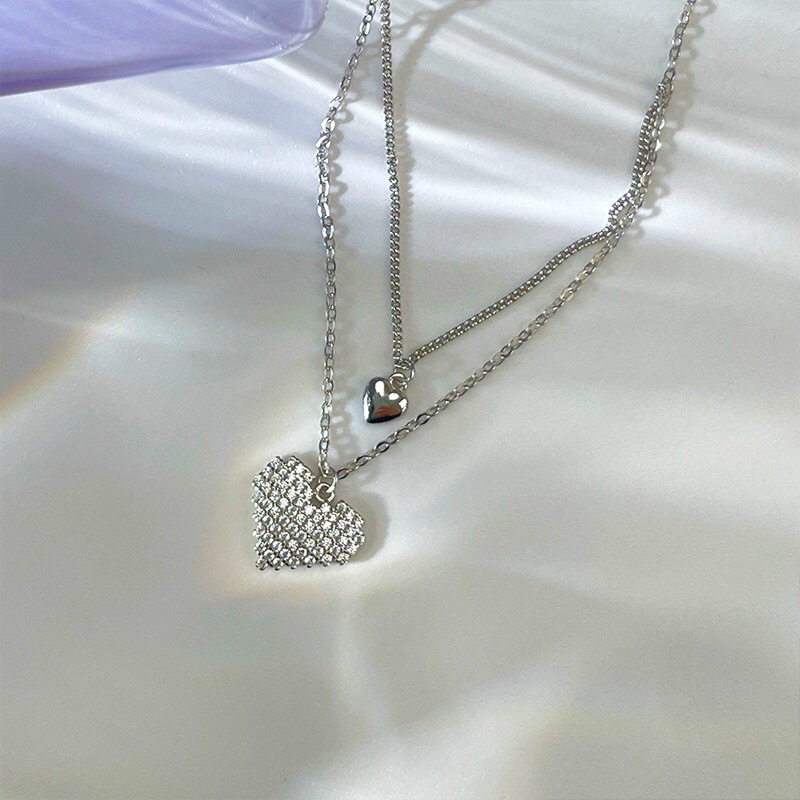 Dây chuyền mặt tim đính đá dễ thương