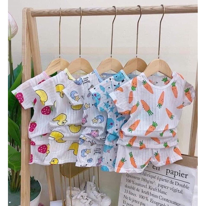 Set 5 bộ cotton giấy cài vai cho bé trai bé gái