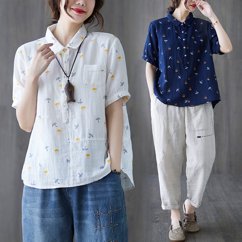 A296 áo bigsize fresize áo sơ mi họa tiết ô xinh xắn mẫu mới thời trang phong cách