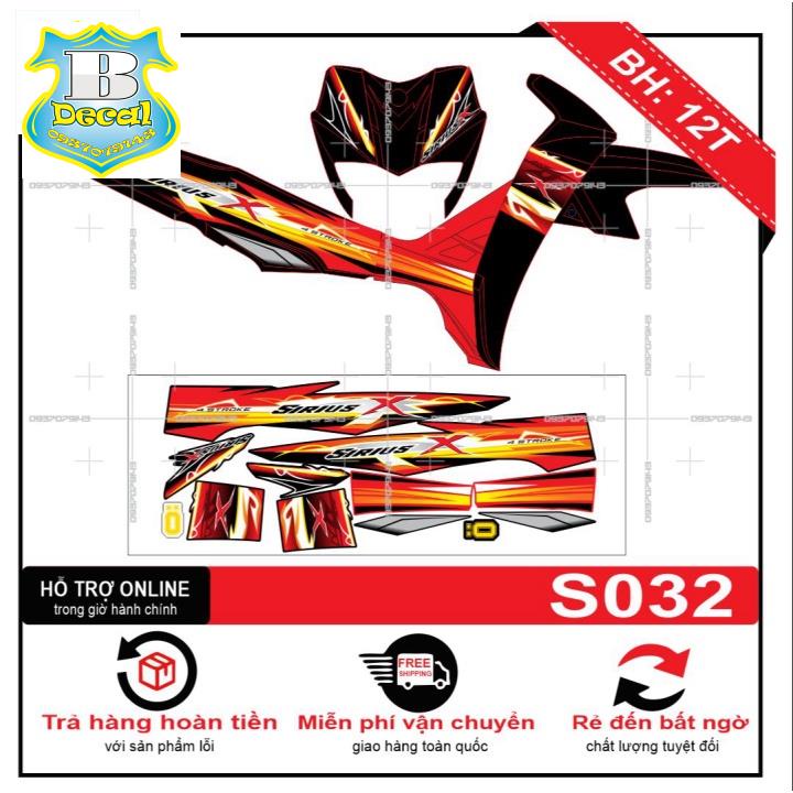 ( Quí khách vui lòng mang ra tiệm cho thợ dán ) Tem sirius X đỏ đen S032 [Bi Decal]