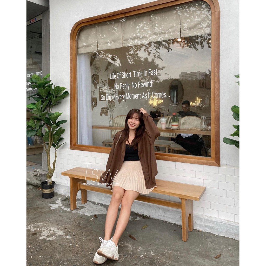 ÁO CARDIGAN NỈ LÌ OVERSIZE CỔ V CÚC DỌC XÁM NÂU - ÁO CADIGAN LEN MỎNG 2 MÀU NÂU XÁM | BigBuy360 - bigbuy360.vn