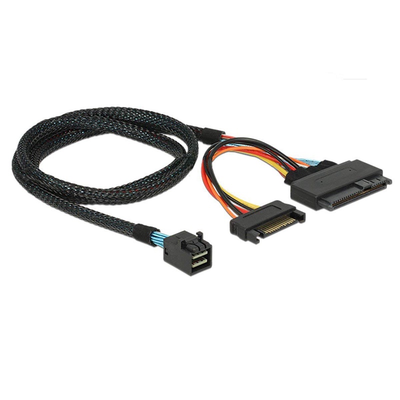 Tích hợp 12G Mini SAS HD to U.2 / SFF-8643 to SFF-8639 Cáp 0,5M với Bộ nguồn SATA 15 chân , Thích hợp cho SSD U.2