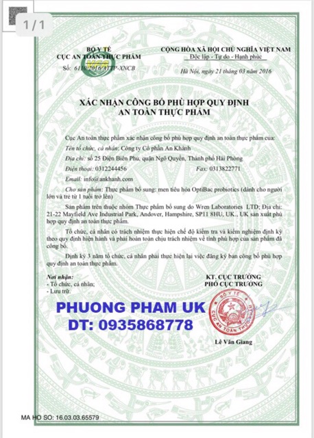 Men Optibac xanh da trời tổng hợp cho bé 1 tuổi và người lớn, | BigBuy360 - bigbuy360.vn