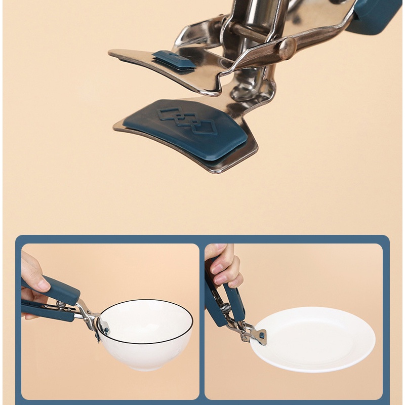 Bộ Dụng Cụ Kẹp Chén Dĩa Chống Nóng Bằng Thép Không Gỉ Và Silicone 5 Trong 1 Tiện Lợi