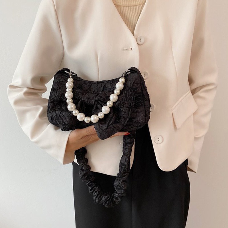 Túi Đeo Chéo Đựng Điện Thoại Đính Nơ Ngọc Trai Giả Thời Trang Cho Nữ