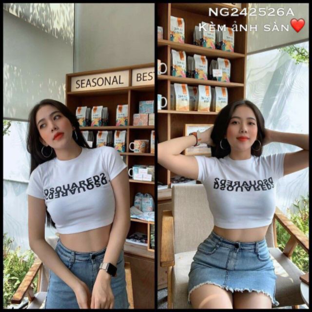 Áo croptop in chữ ngược chất cotton 4 chiều co giãn, mát mẻ, thấm hút tốt