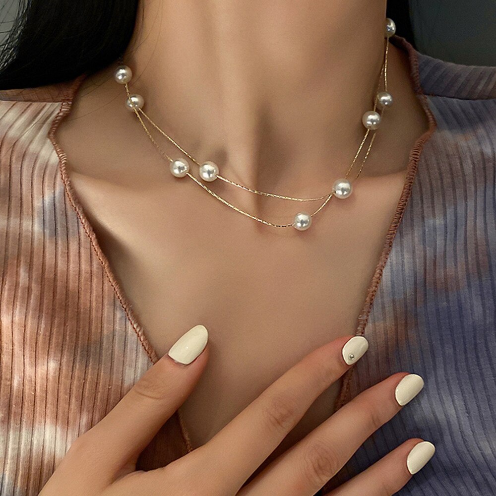 Vòng cổ đính hạt ngọc trai giả nhiều phong cách tùy chọn sành điệu dành cho nữ