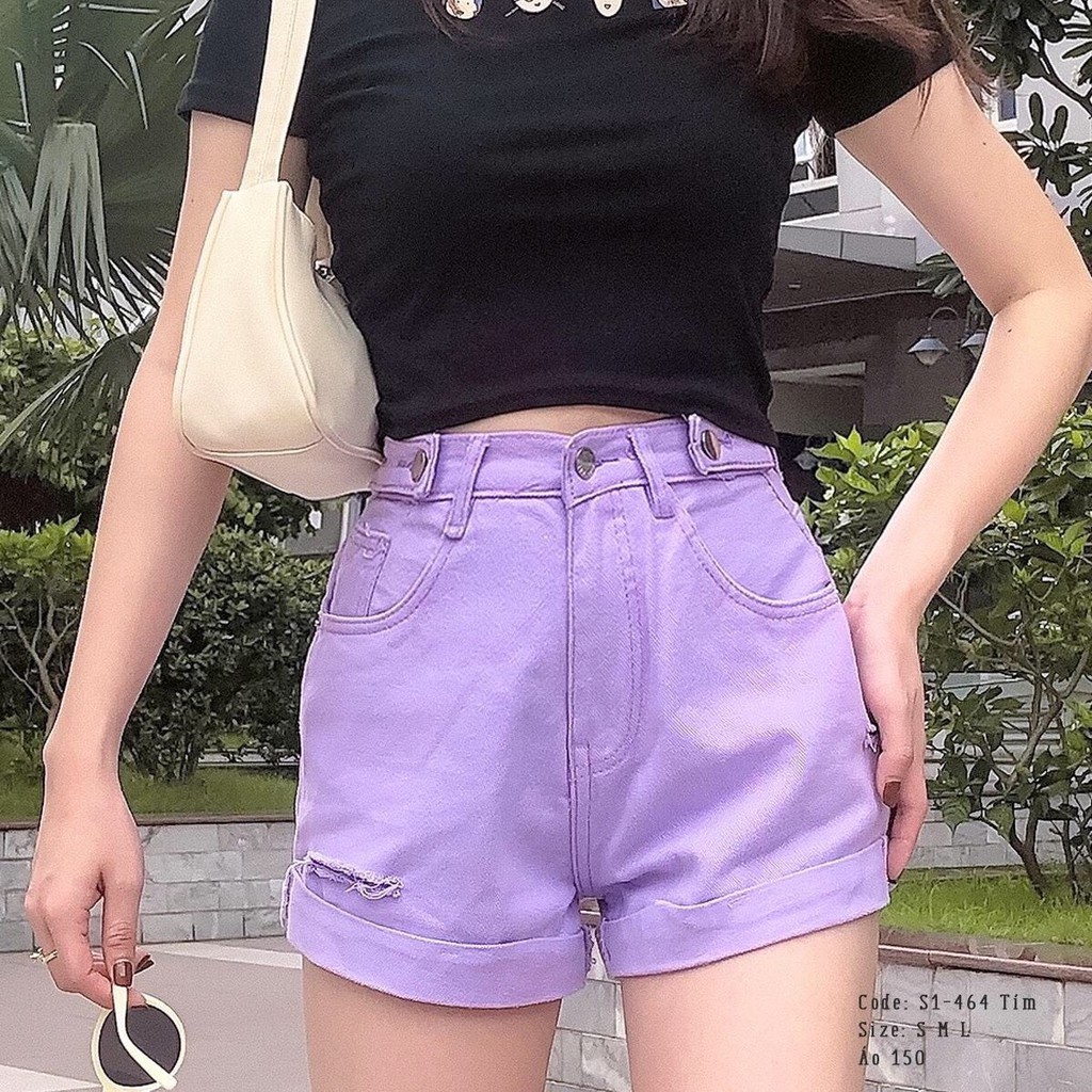 Quần short jean nữ lưng cao King168 , quần short nữ cao cấp TQQ13