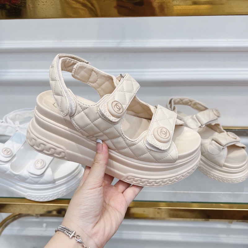 Sandal thể thao khuy tròn hai quai dán ngang đế cao fullbox