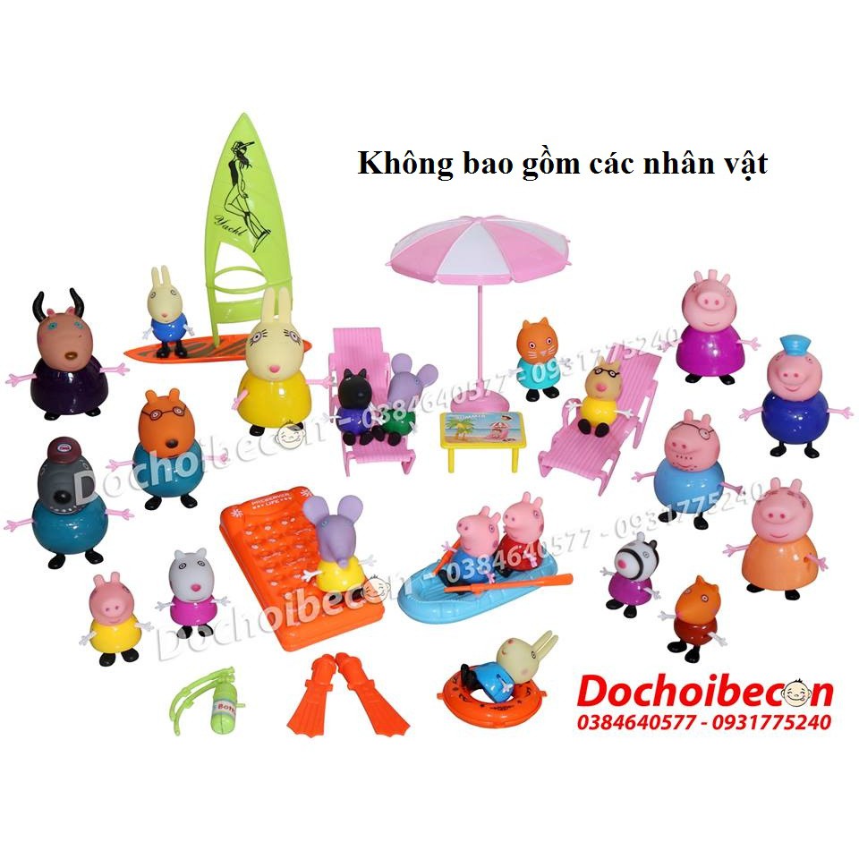Bộ đồ chơi cắm trại biển có thể chơi kèm các nhân vật heo Peppa Pig WM708-2A (Không kèm nhân vật)