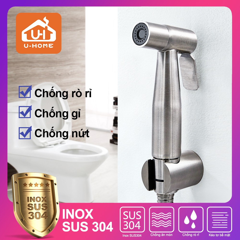 Bộ vòi xịt vệ sinh và dây inox 304 U-HOME Fotar và cài xịt U-1011