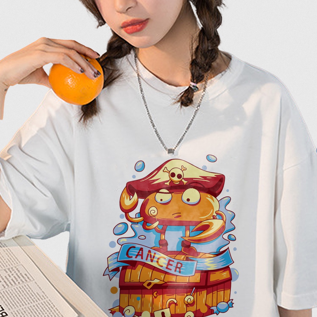 Áo thun nữ tay lỡ freesize phông form rộng Unisex In Hình 12 Cung Hoàng Đạo