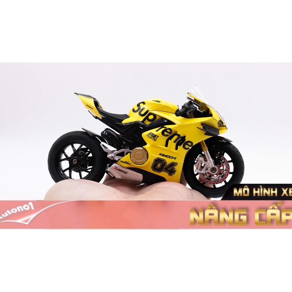 MÔ HÌNH XE ĐỘ DUCATI SUPREME V4S YELLOW - SUPREME V4S YELLOW NỒI KHÔ TỈ LỆ 1:12 AUTONO1 D222G D223G