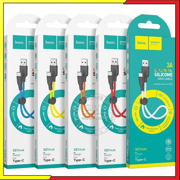Cáp sạc nhanh Hoco X21 Plus dây silicon 2.4A, cổng kết nối Micro Usb, dài 0.25m