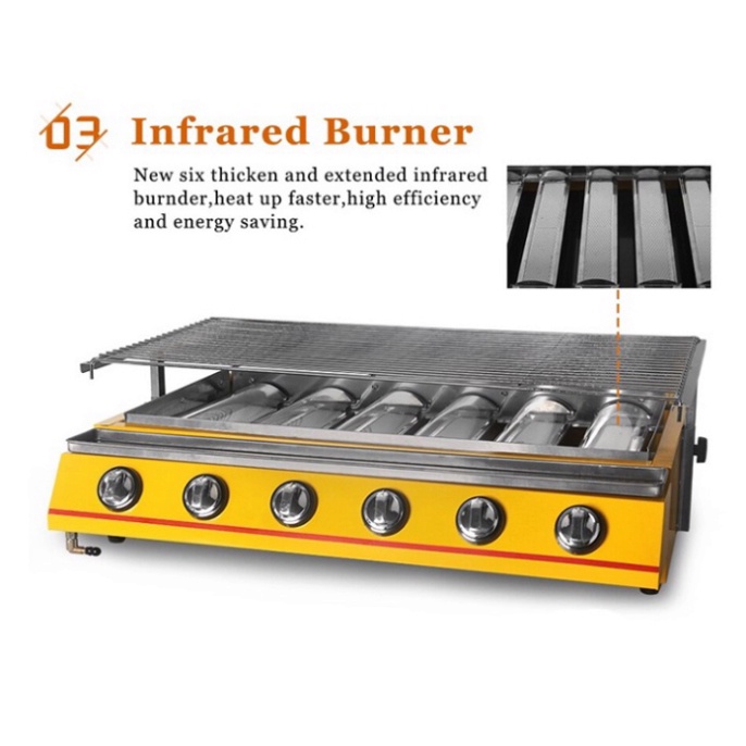 Bếp nướng thịt, bbq 6 đầu đốt dùng gas - Bếp nướng ga 6 trụ ETON ET-K333