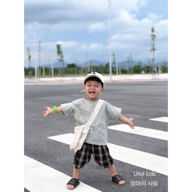 ÁO SƠ MI CỘC TAY PHONG CÁCH HÀN QUỐC 1125 DÀNH CHO BÉ GÁI VÀ BÉ TRAI SIZE 80 ĐẾN 120