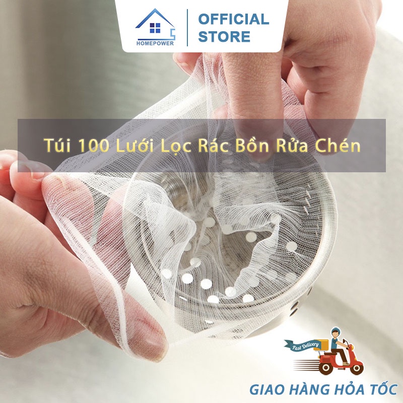 Combo 100 Túi Lọc Rác Bồn Rửa Chén Siêu Tiện Lợi Homepower Hàng Chính Hãng