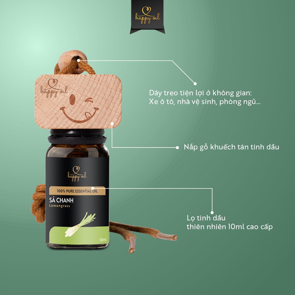 Tinh dầu xông phòng 100% thiên nhiên Happy Oil 10ml | Tự chọn mùi | giúp khử mùi, kháng khuẩn, ngủ ngon, đuổi côn trùng