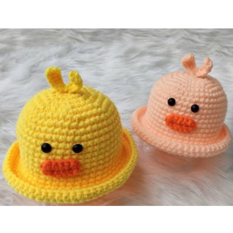 Nón con vịt dễ thương cho bé - Nón len Handmade