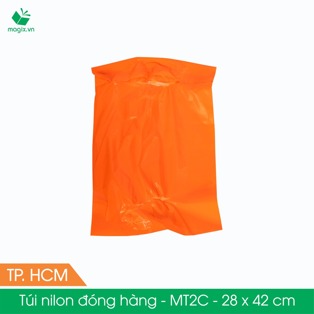 MT2C - 28x42 cm - Túi nilon gói hàng - 300 túi niêm phong đóng hàng màu cam