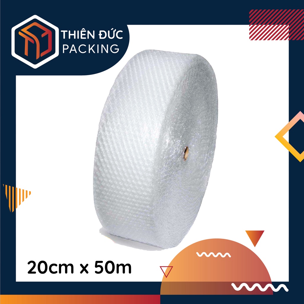 Cuộn xốp nổ bóng khí 20cm x 50m dùng đóng gói, bọc hàng, chống sốc, chống va đập
