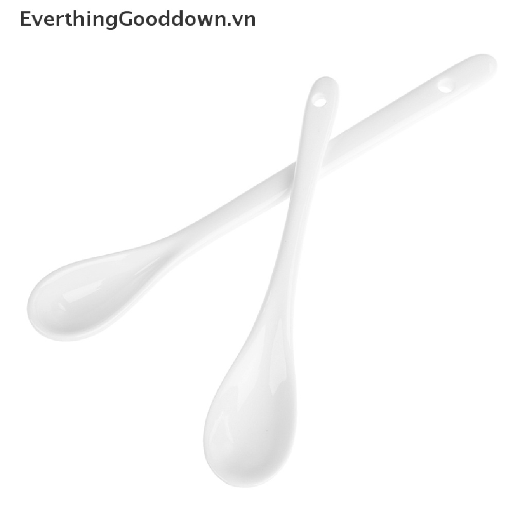 Everthinggood Muỗng Sứ Trắng Ngắn Tay Dài Ăn Súp Trà Tráng Miệng