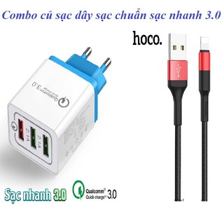 Combo Củ Sạc Nhanh Qualcomm kèm Dây Sạc Nhanh Quick Charge 3.0