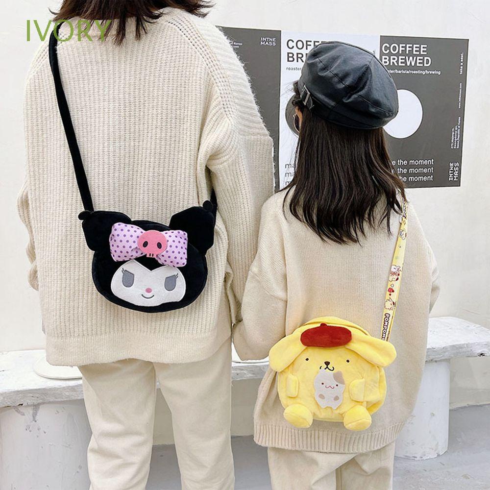Túi Đeo Chéo Vai Bằng Vải Lông Họa Tiết Kuromi Dễ Thương Dành Cho Nữ