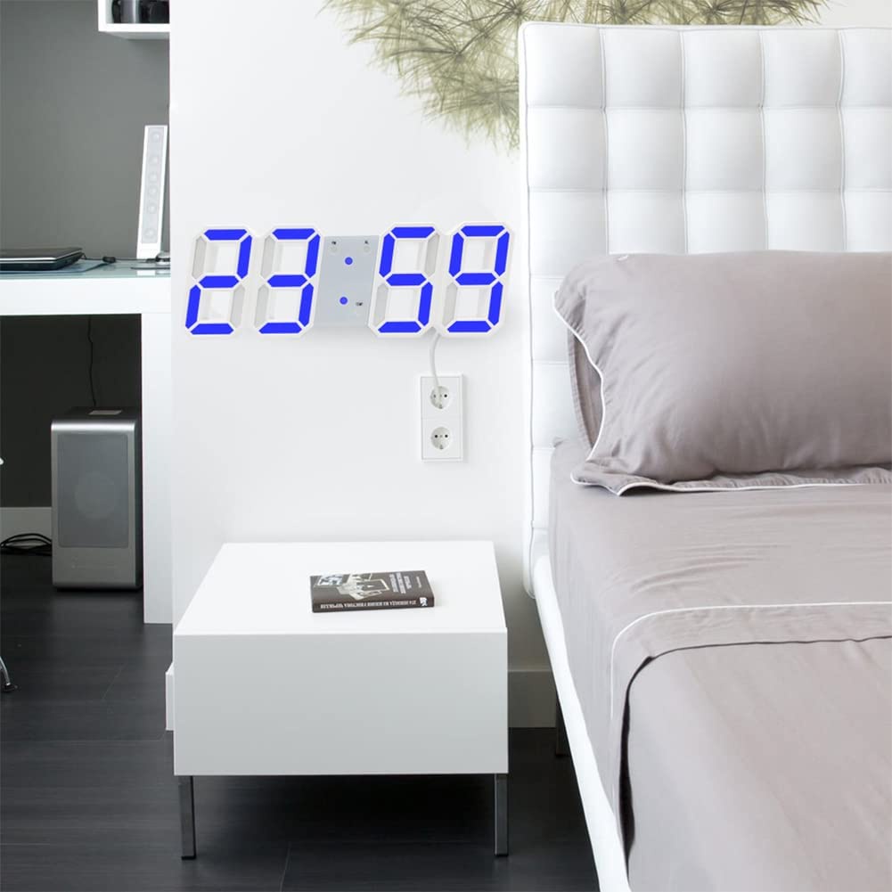 Đồng Hồ Đèn LED 3D Treo Tường Hiển Thị Nhiệt Độ/Nhiệt Độ/Nhiệt Độ Để Bàn Màu Dạ Quang Cỡ Lớn Sáng Tạo Cho Phòng Ngủ/Văn Phòng