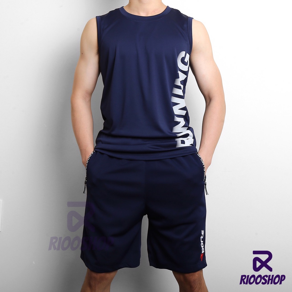 Quần thun nam thể thao ngắn đơn giản phối 3 đường kẻ RPS051 - quần short thun nam Riooshop