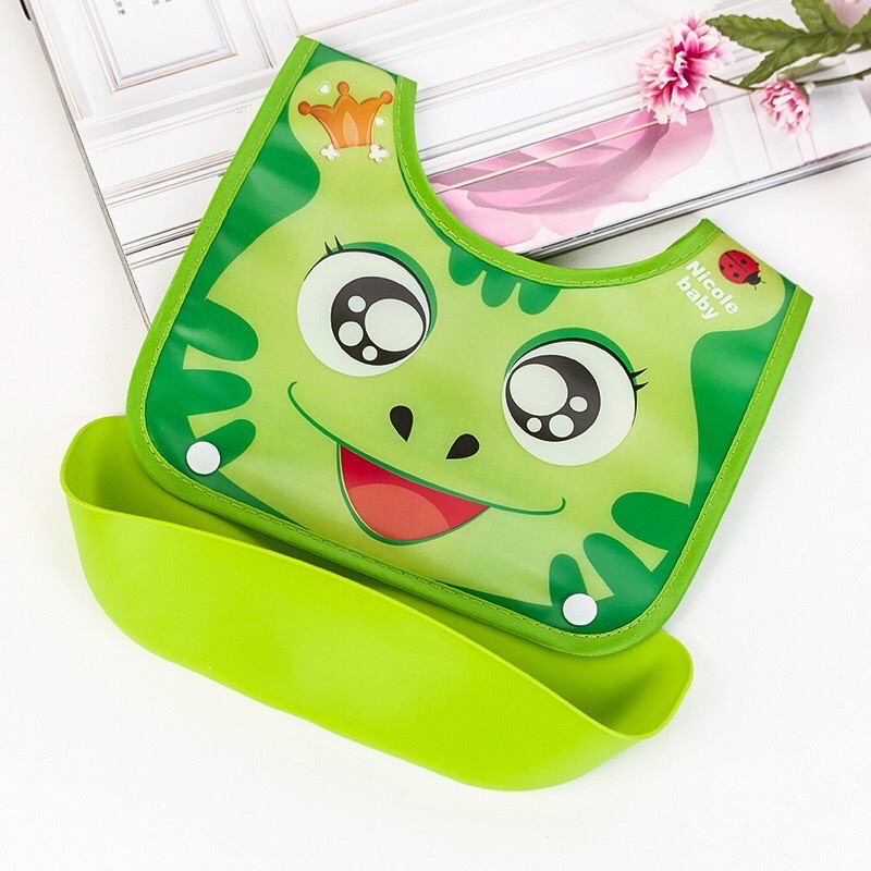 Yếm ăn dặm cho bé, Yếm Ăn Dặm Chống Thấm Có Máng Hứng Cho Bé (Tháo Dời)