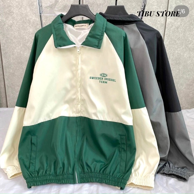 Áo khoác dù chống nắng LOGO SW Nam Nữ Ulzzang Unisex Form Rộng Bomber Jacket -TIBUSTORE