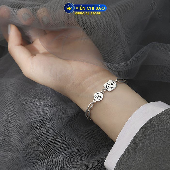 Lắc tay bạc nữ họa tiết Made for you chất liệu bạc Thái S925 trẻ trung cá tính thương hiệu Viễn Chí Bảo L000045