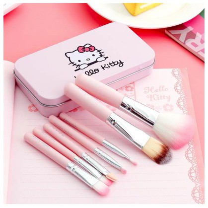 (HOT) Bộ Cọ Trang Điểm Hello Kitty 7 Cây