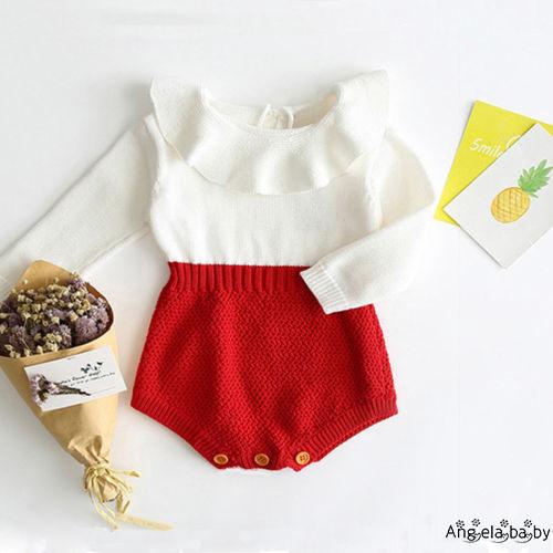 Bộ bodysuit len dệt kim xù dài tay cho bé gái