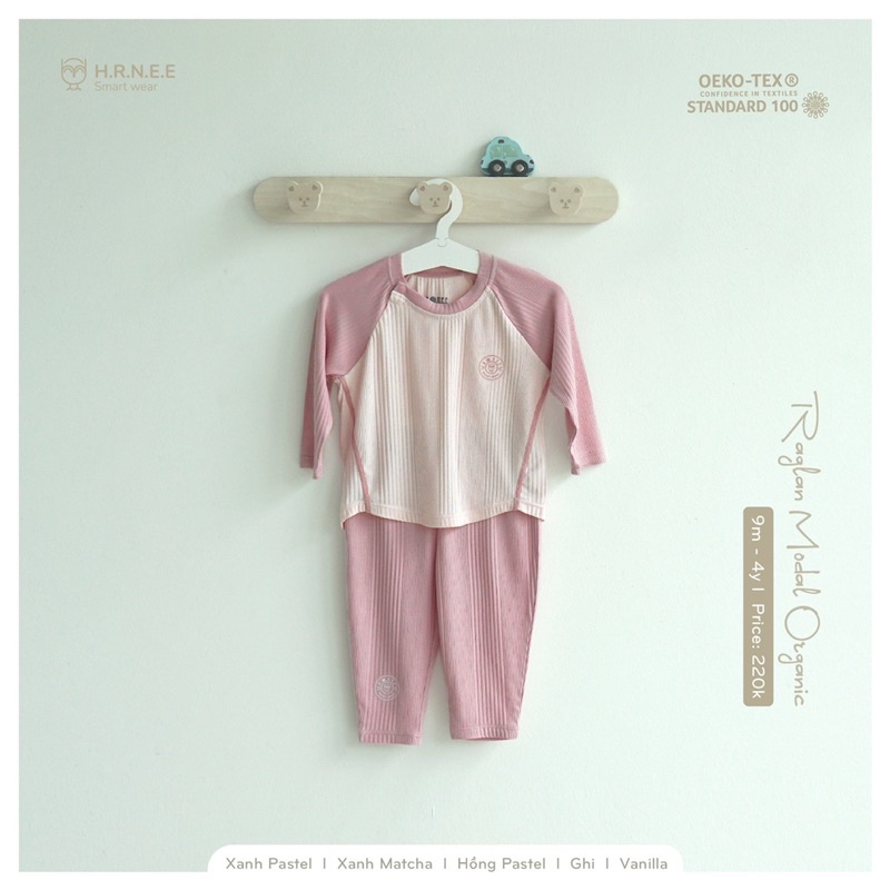 Hrnee-Bộ Cổ Trụ Dài Tay Modal Organic Cho Bé.